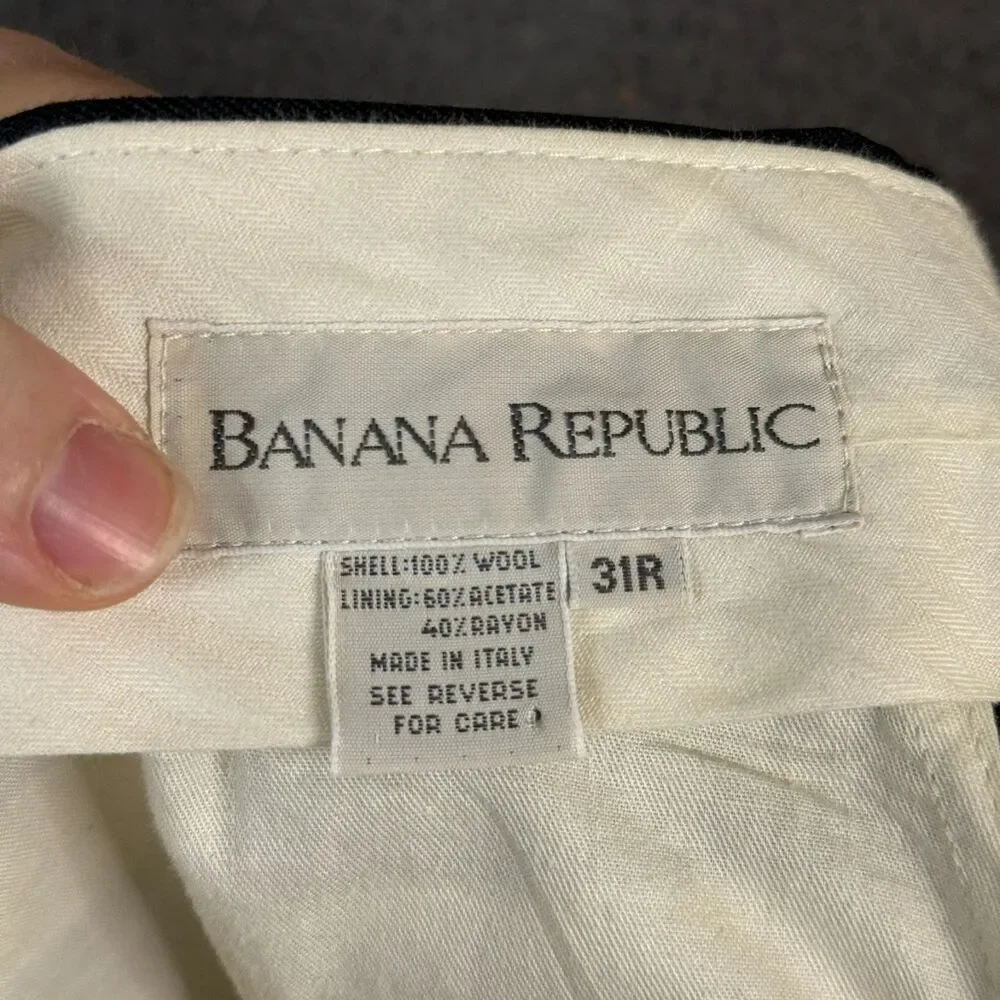 Vtg Banana Republic Dress Pants Mens 31x30 Blue Tartan Plaid Pleated Classic Fit